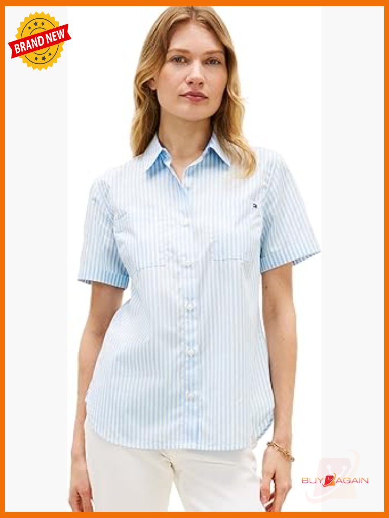 Women's Cotton Short Sleeve Button Down Shirt Regular Fit